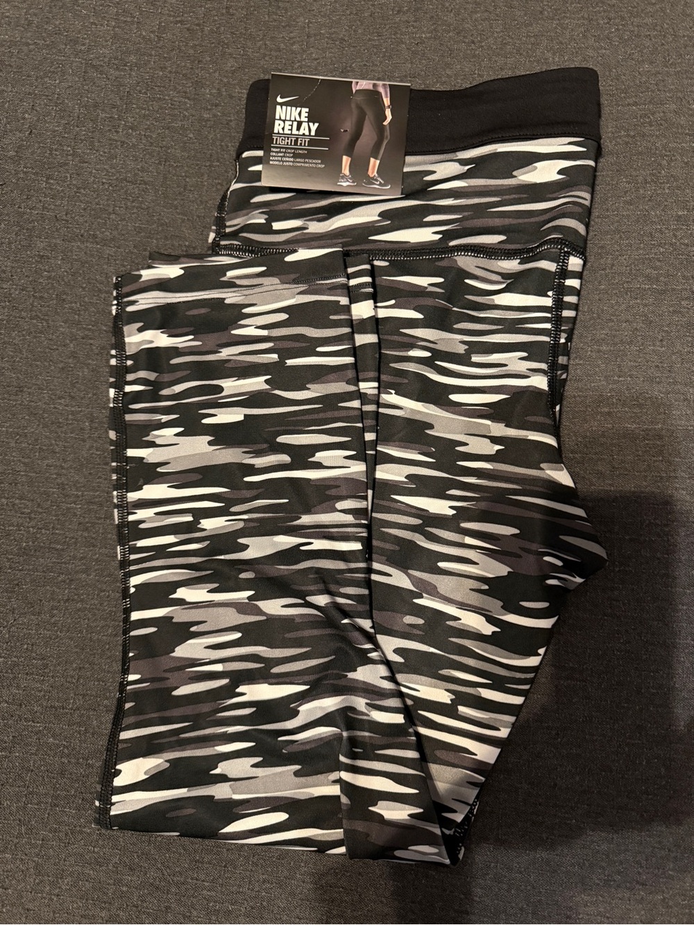Nike Relay Camo Leggings - Black, Gray, White